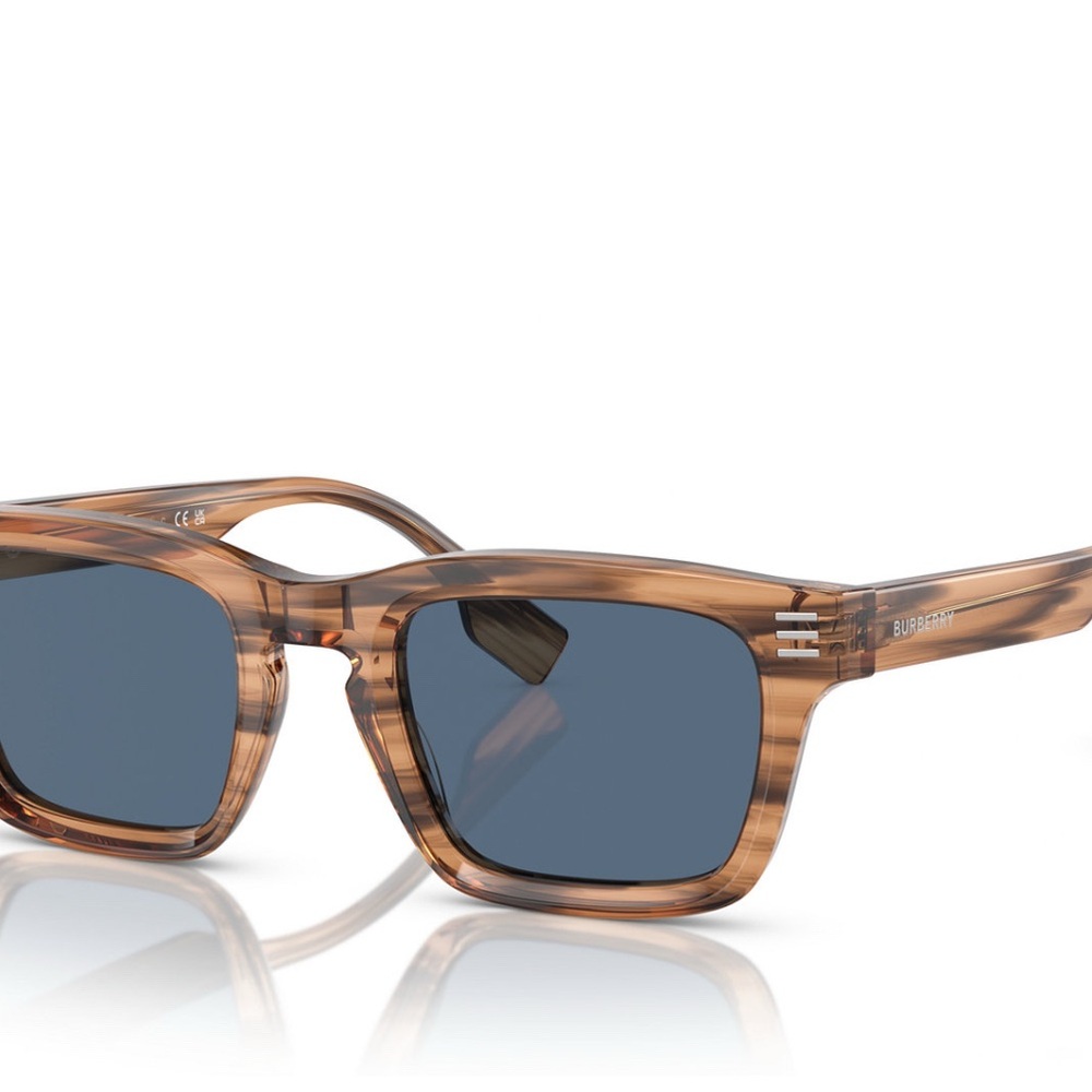 Burberry Brown Wayfarer Sunglasses with Wood-Grain Design